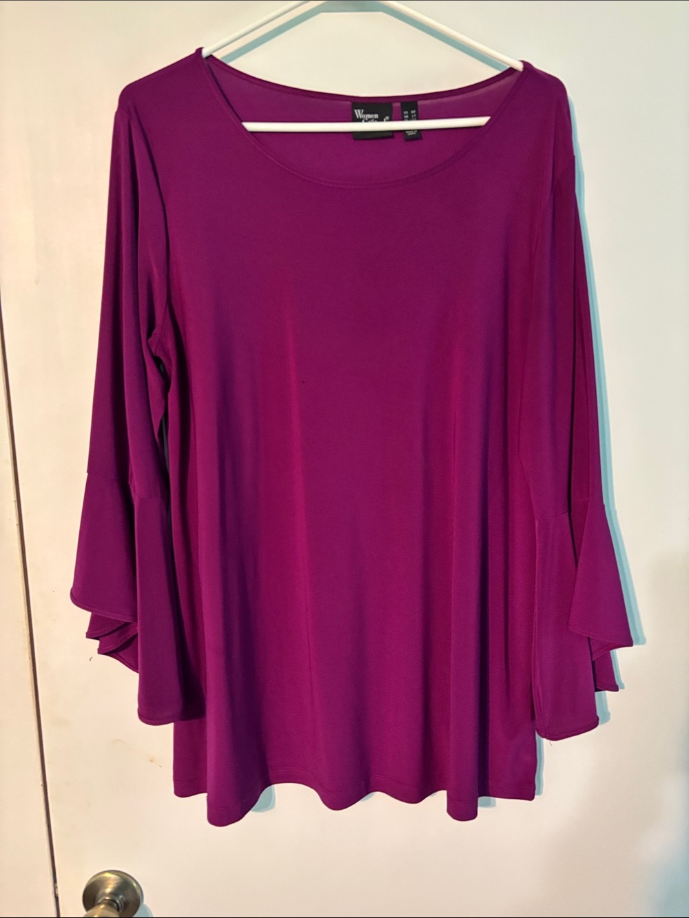 Women with Control Magenta Bell-Sleeve Blouse, M tall